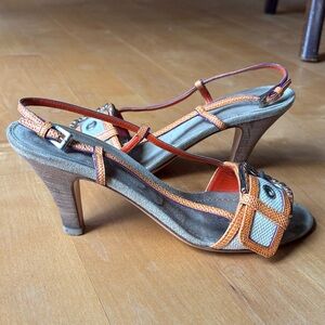 Iconic Vintage Prada Orange and Tan Women's Sandals